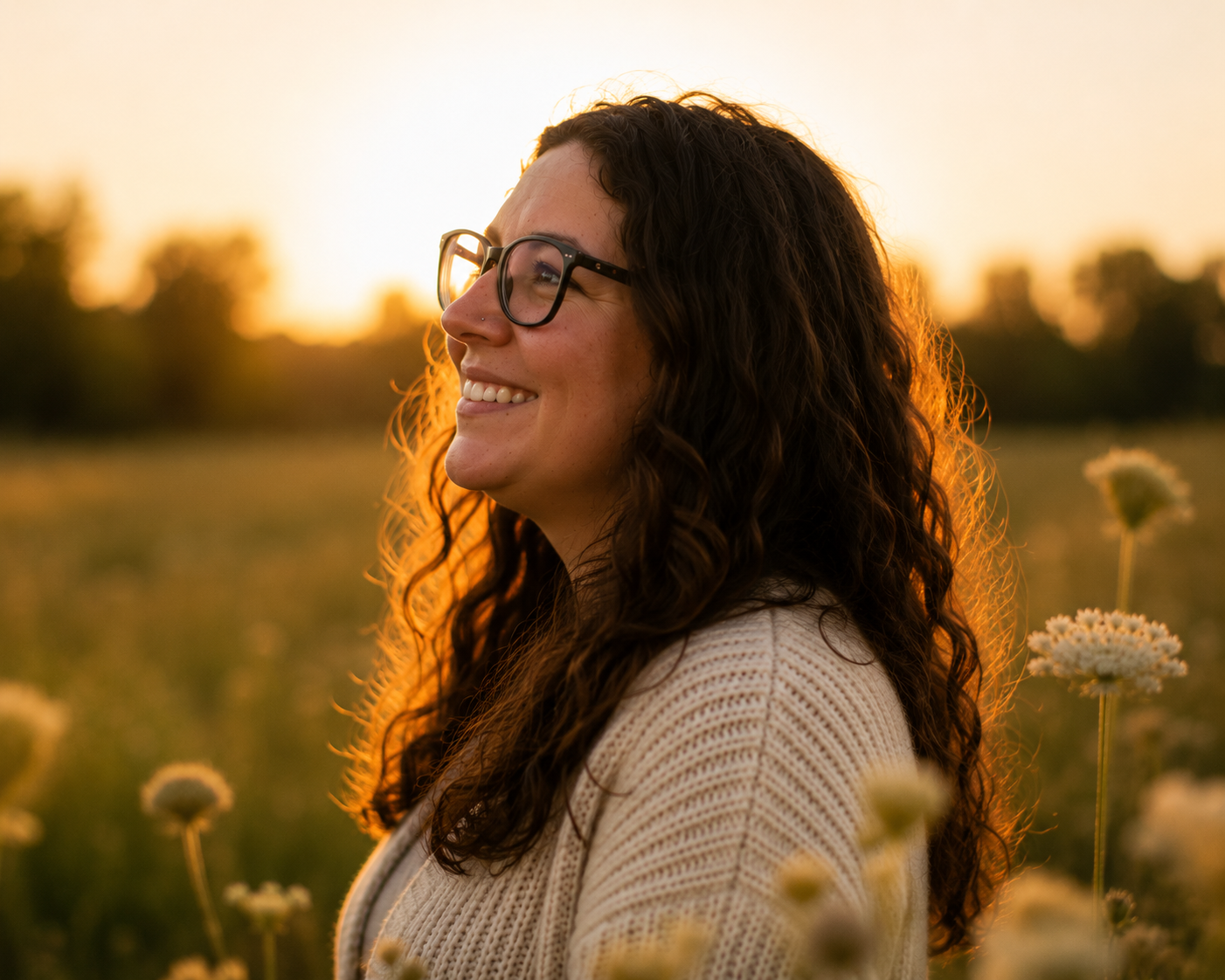 A natural-light portrait of author Christina Carlsen, smiling softly with bookshelves behind her.